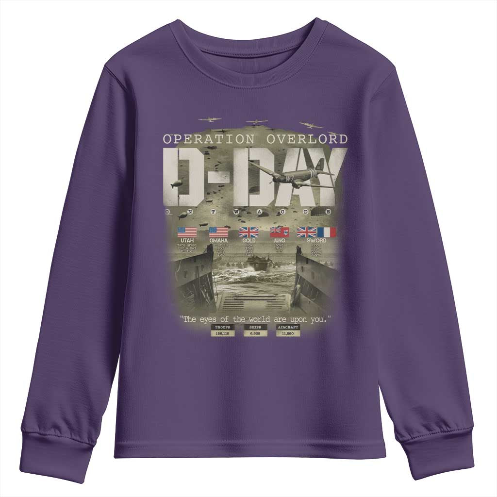 Operation Overlord D Day Normandy WWII Youth Sweatshirt TS11 Purple Print Your Wear
