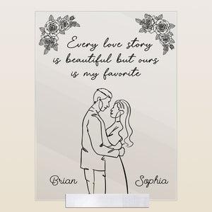 Personalized Our Love Story Is My Favorite Acrylic Plaque Anniversary, Birthday, Valentine Gift For Spouse, Lover, Husband, Wife, Boyfriend, Girlfriend CTM Acrylic Table Sign 4" x 6 " Custom - Printyourwear