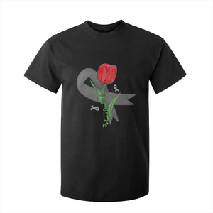 Parkinson's Awareness T Shirt For Kid Gray Ribbon Tulips Support Parkinsons Warrior TS02 Black Print Your Wear