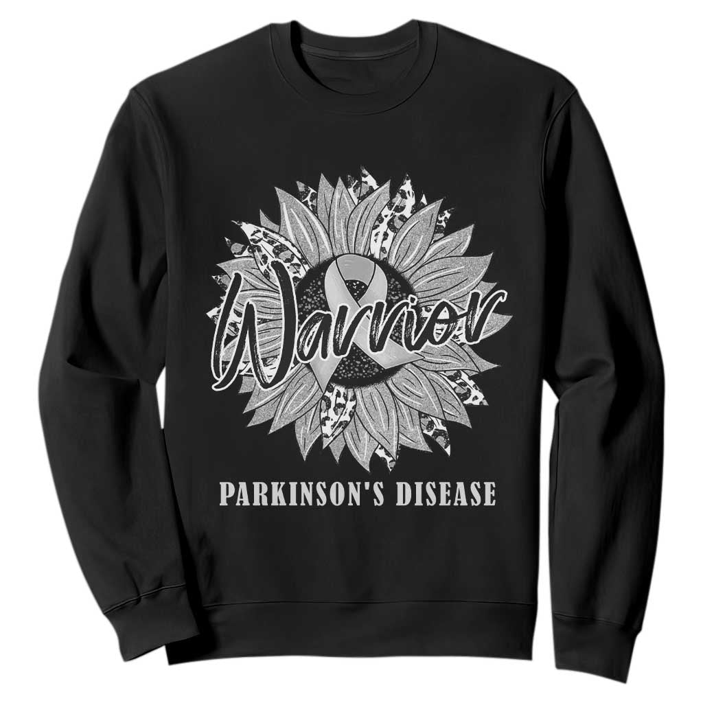Parkinson's Warrior Sweatshirt Silver Ribbon Sunflower Support Awareness TS02 Black Print Your Wear