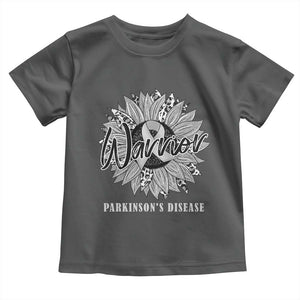 Parkinson's Warrior Toddler T Shirt Silver Ribbon Sunflower Support Awareness TS02 Dark Heather Print Your Wear