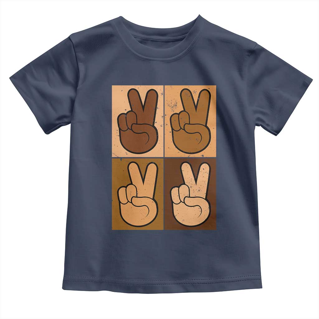 Peace Sign Equality for All Toddler T Shirt Peace Out V Fingers Hand Equal Rights TS10 Navy Print Your Wear