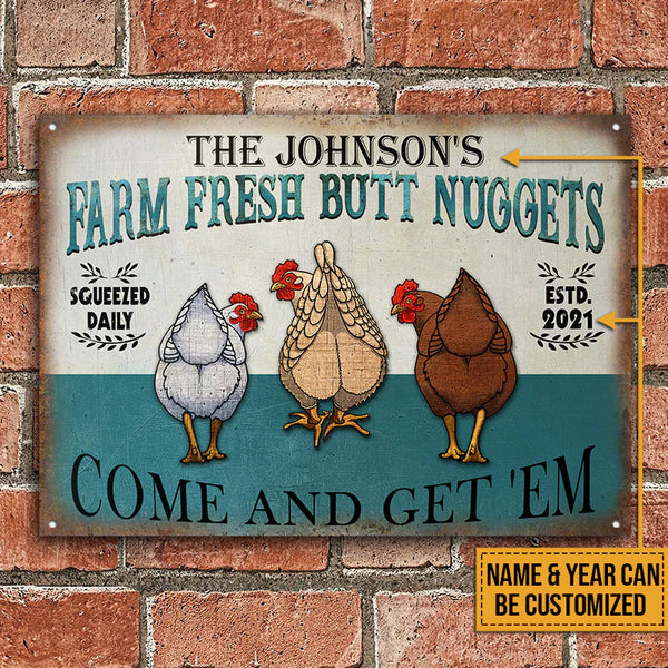 Personalized Metal Sign Chicken Nuggets Light Blue CTM