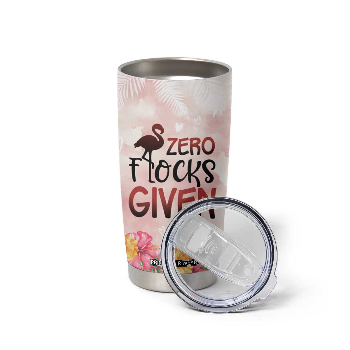 Personalized Flamingo Tumbler Cup with Zero Flocks Given Bold Theme TS04 Print Your Wear