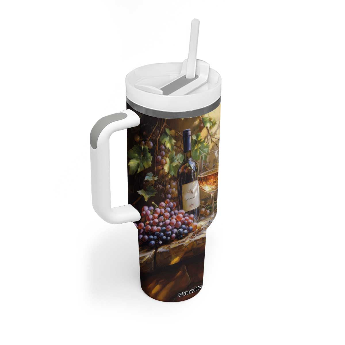 Personalized Retro Wine Design with Nostalgic Feel Tumbler With Handle Personalized TS04 Print Your Wear