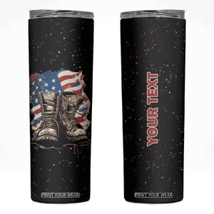 Personalized Veteran Boot Skinny Tumbler with Military Service Theme TS04 Multicolor Print Your Wear
