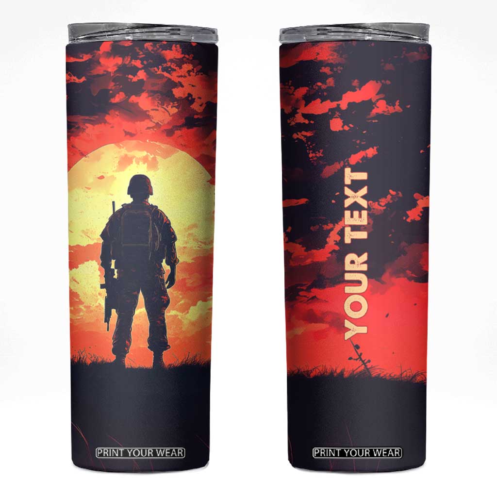 Personalized Veteran Skinny Tumbler with Memory Tribute Theme Design TS04 Multicolor Print Your Wear