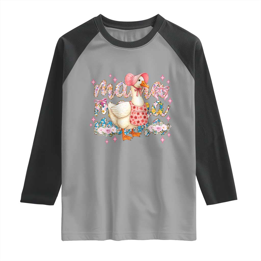 Pink Floral Mama Goose Raglan Shirt Retro Botanical Mom Mothers Day TS02 Sport Gray Black Print Your Wear