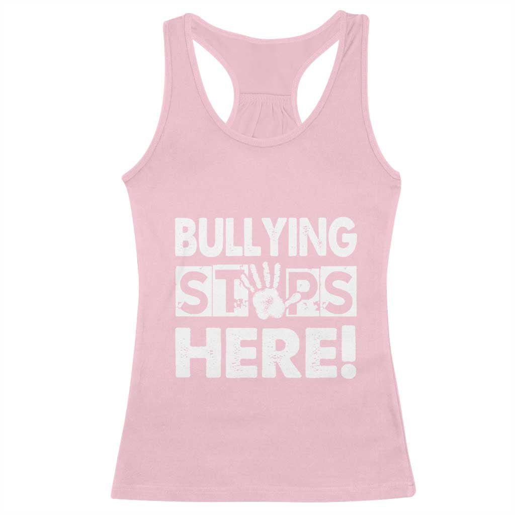 Pink Shirt Day Racerback Tank Top Bullying Stops Here Stand Up To Bullies TS02 Light Pink Print Your Wear