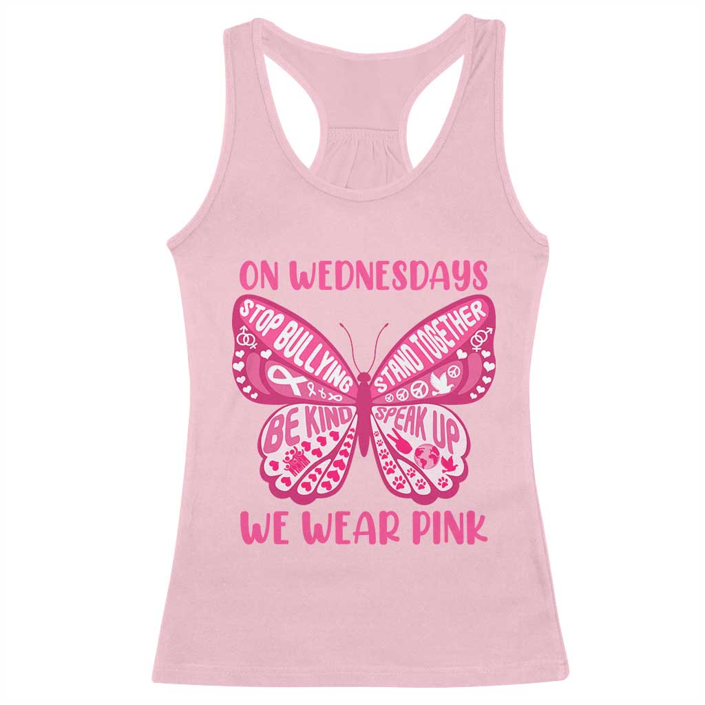 Pink Shirt Day Racerback Tank Top On Wednesdays We Wear Pink Anti Bullying Butterfly TS02 Light Pink Print Your Wear