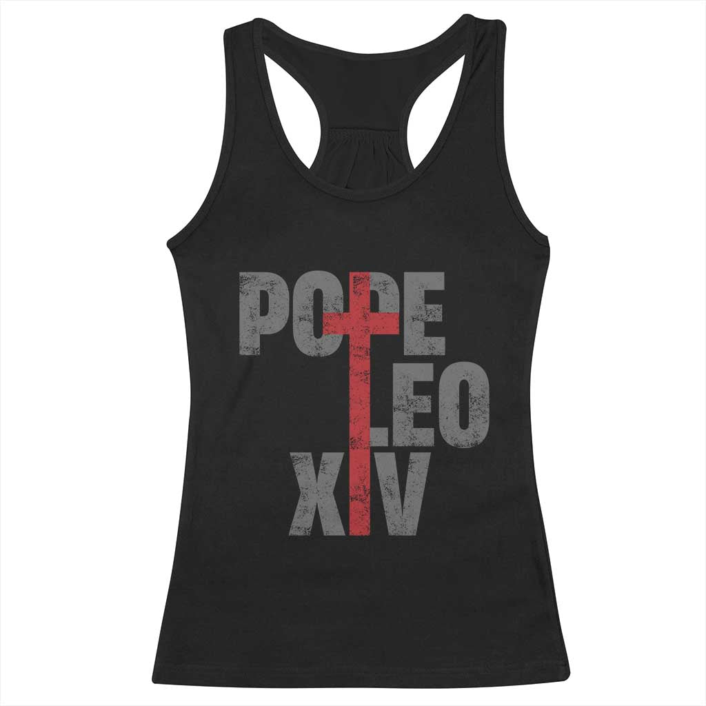 Pope Leo XIV Racerback Tank Top First American Pope Catholic Religious Cross TS11 Black Print Your Wear
