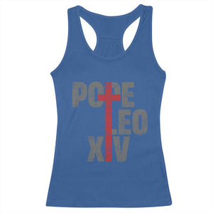 Pope Leo XIV Racerback Tank Top First American Pope Catholic Religious Cross TS11 Royal Blue Print Your Wear