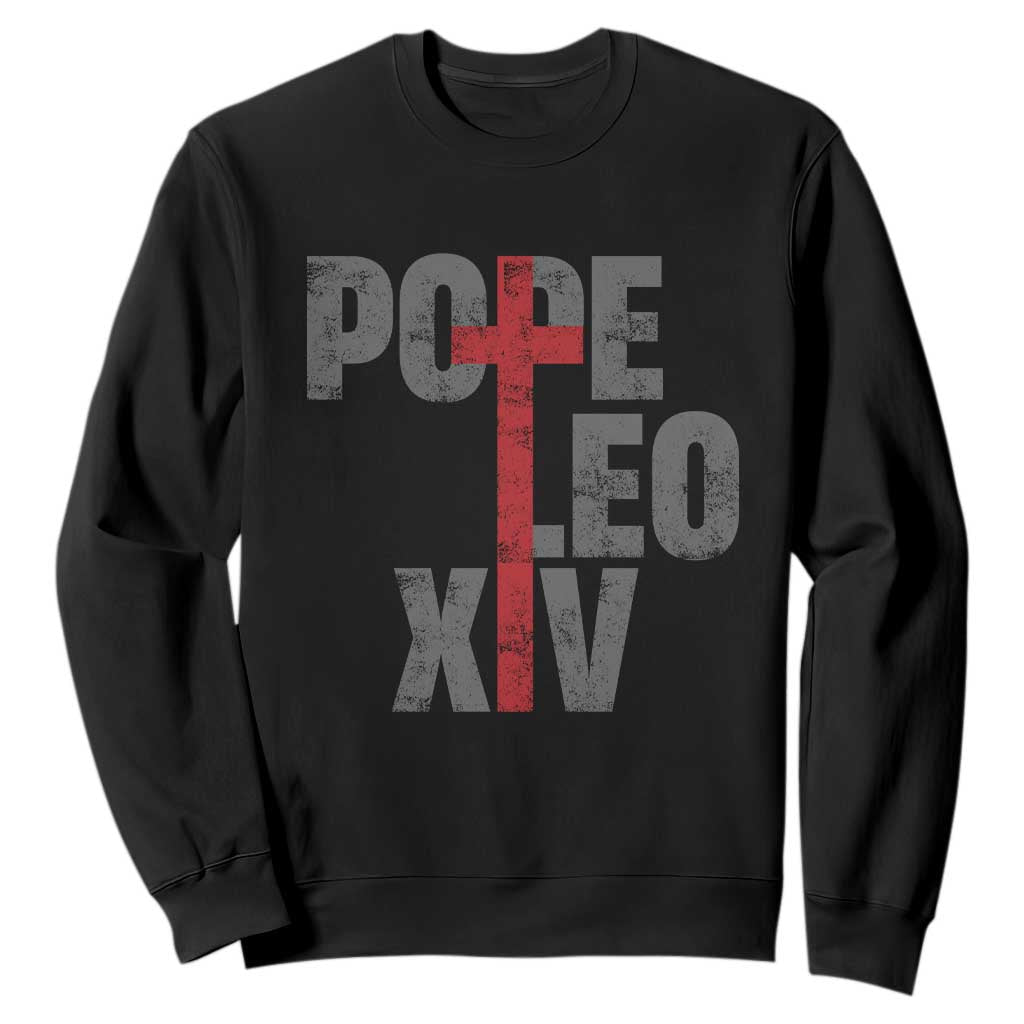 Pope Leo XIV Sweatshirt First American Pope Catholic Religious Cross TS11 Black Print Your Wear