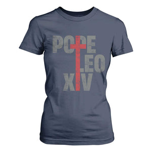 Pope Leo XIV T Shirt For Women First American Pope Catholic Religious Cross TS11 Navy Print Your Wear
