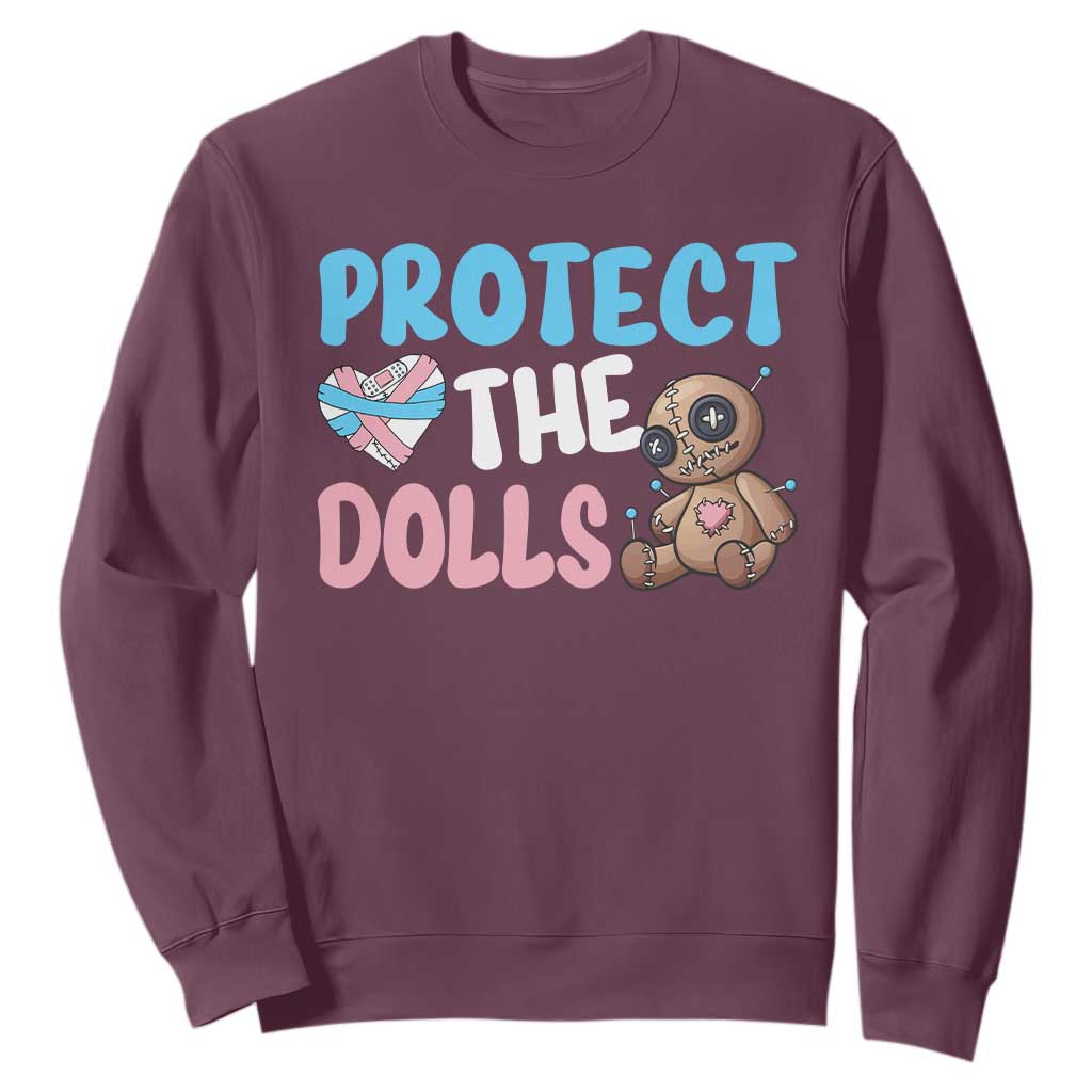 Protect The Dolls Sweatshirt Transgender Trans Pride TS10 Maroon Print Your Wear