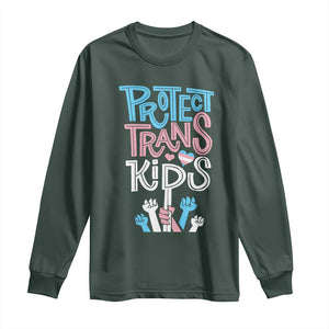 Protect Trans Kids Long Sleeve Shirt Transgender Pride Social Justice TS10 Dark Forest Green Print Your Wear