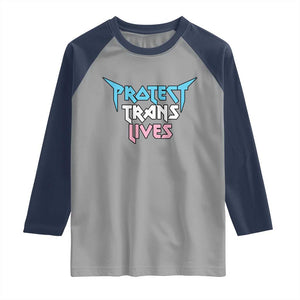 Protect Trans Lives Raglan Shirt Heavy Metal TS10 Sport Gray Navy Print Your Wear