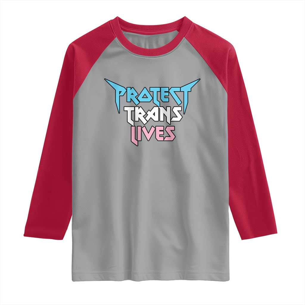 Protect Trans Lives Raglan Shirt Heavy Metal TS10 Sport Gray Red Print Your Wear