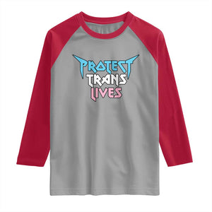 Protect Trans Lives Raglan Shirt Heavy Metal TS10 Sport Gray Red Print Your Wear
