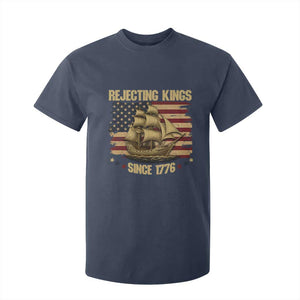 Rejecting Kings Since 1776 T Shirt For Kid Historic Ship Sailboat Distressed American Flag TS02 Navy Print Your Wear