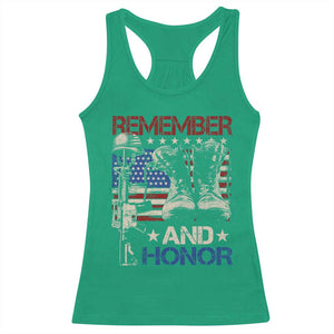 Remember And Honor Racerback Tank Top Memorial Day Veteran Boots American Flag TS11 Irish Green Print Your Wear
