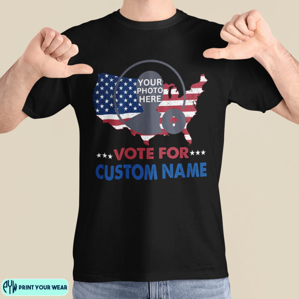 Personalized 2024 Election Shirt Custom Photo Vote For President Name America CTM02 Custom - Printyourwear