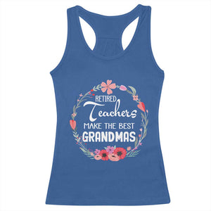 Retired Teacher Racerback Tank Top Floral For Grandmas Retirement TS10 Royal Blue Print Your Wear