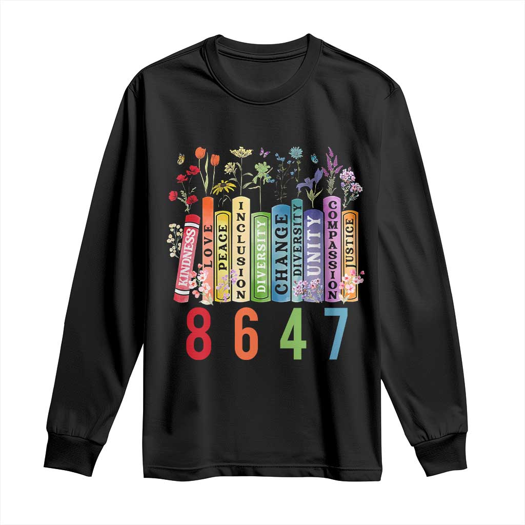 Retro 8647 Long Sleeve Shirt Equal Rights Book Flower Feminist Women Rights TS10 Black Print Your Wear