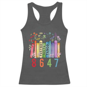 Retro 8647 Racerback Tank Top Foxtrots Delta Tangos Book Flower TS10 Dark Heather Print Your Wear