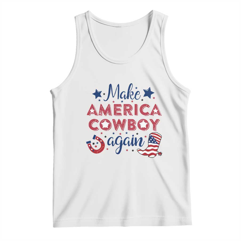 Retro Western Cowboys Tank Top Make America A Cowboy Again Country Lifestyle Rodeo TS02 White Print Your Wear