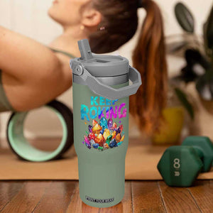 Rock Collector Flip Straw Tumbler Keep Rocking Geologist TS09 One Size: 30 oz Moss Green Print Your Wear
