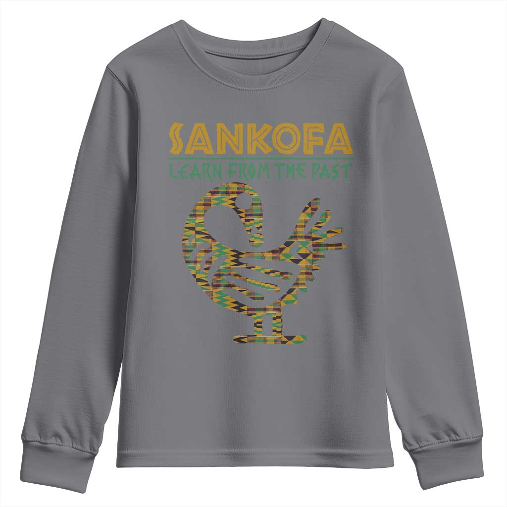 Sankofa Learn From The Past Youth Sweatshirt African Bird Black History Akan Pattern TS11 Charcoal Print Your Wear