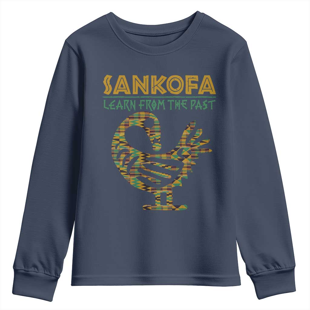 Sankofa Learn From The Past Youth Sweatshirt African Bird Black History Akan Pattern TS11 Navy Print Your Wear