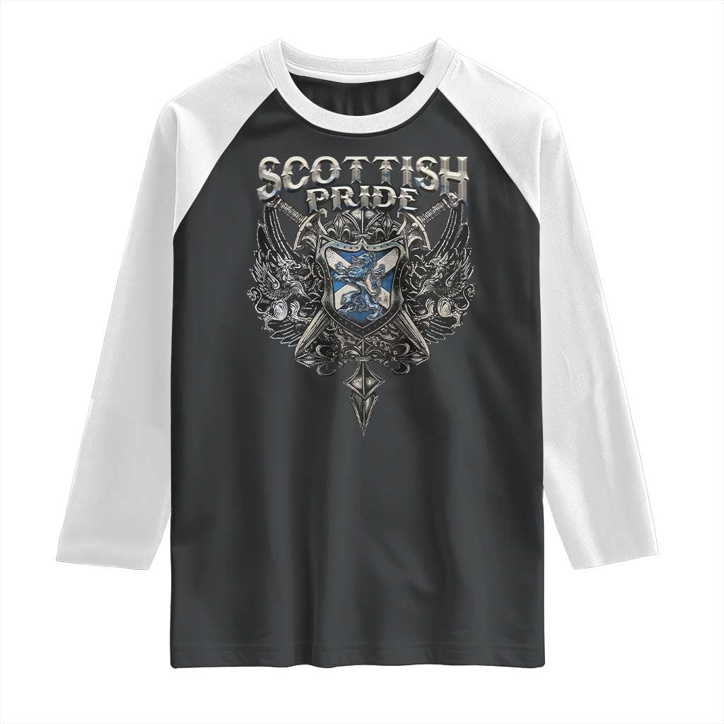 Scottish Pride Celtic Scotland Lion Rampant Raglan Shirt TS11 Black White Print Your Wear