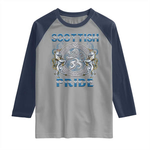 Scottish Pride Raglan Shirt Lion Rampant Unicorns Scottish Flag TS11 Sport Gray Navy Print Your Wear