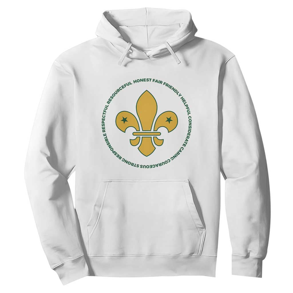 Scout Law Values Hoodie Scouting Troop Leader Fleur-de-Lis TS02 White Print Your Wear
