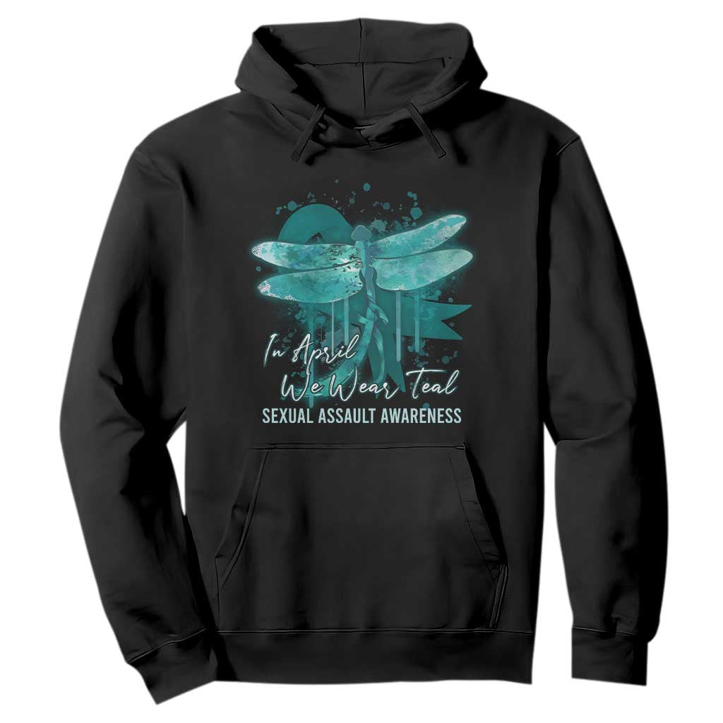 Sexual Assault Awareness Hoodie In April We Wear Teal Ribbon Butterfly TS02 Black Print Your Wear