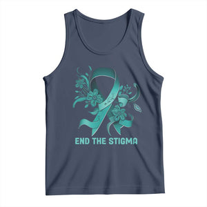 Sexual Assault Awareness Tank Top End The Stigma Teal Floral Ribbon TS02 Navy Print Your Wear