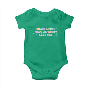 Shade Never Made Anybody Less Gay Baby Onesie LGBTQ Pride TS10 Irish Green Print Your Wear