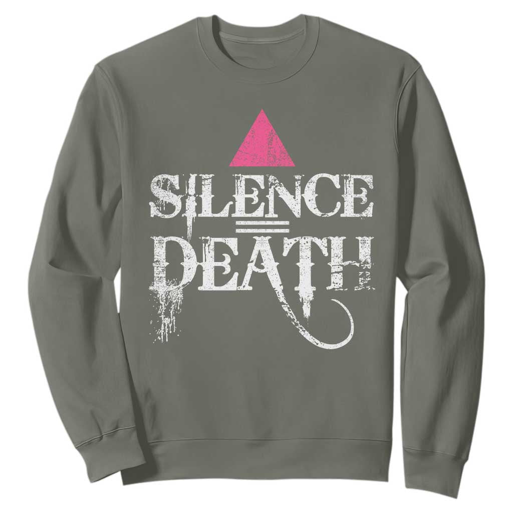 Silence Death Sweatshirt LGBTQ Pride Month TS10 Military Green Print Your Wear