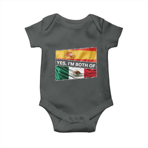 Spain Mexico Heritage Pride Baby Onesie Yes I'm Both Identity Roots for Hispanics Latinos TS02 Dark Heather Print Your Wear