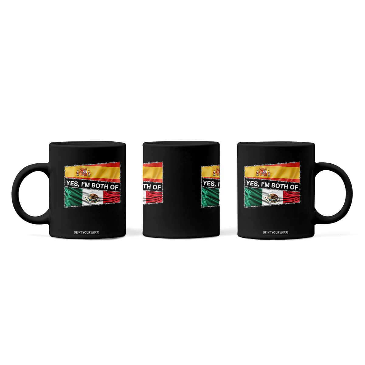 Spain Mexico Heritage Pride Coffee Mug Yes I'm Both Identity Roots for Hispanics Latinos TS02 Print Your Wear