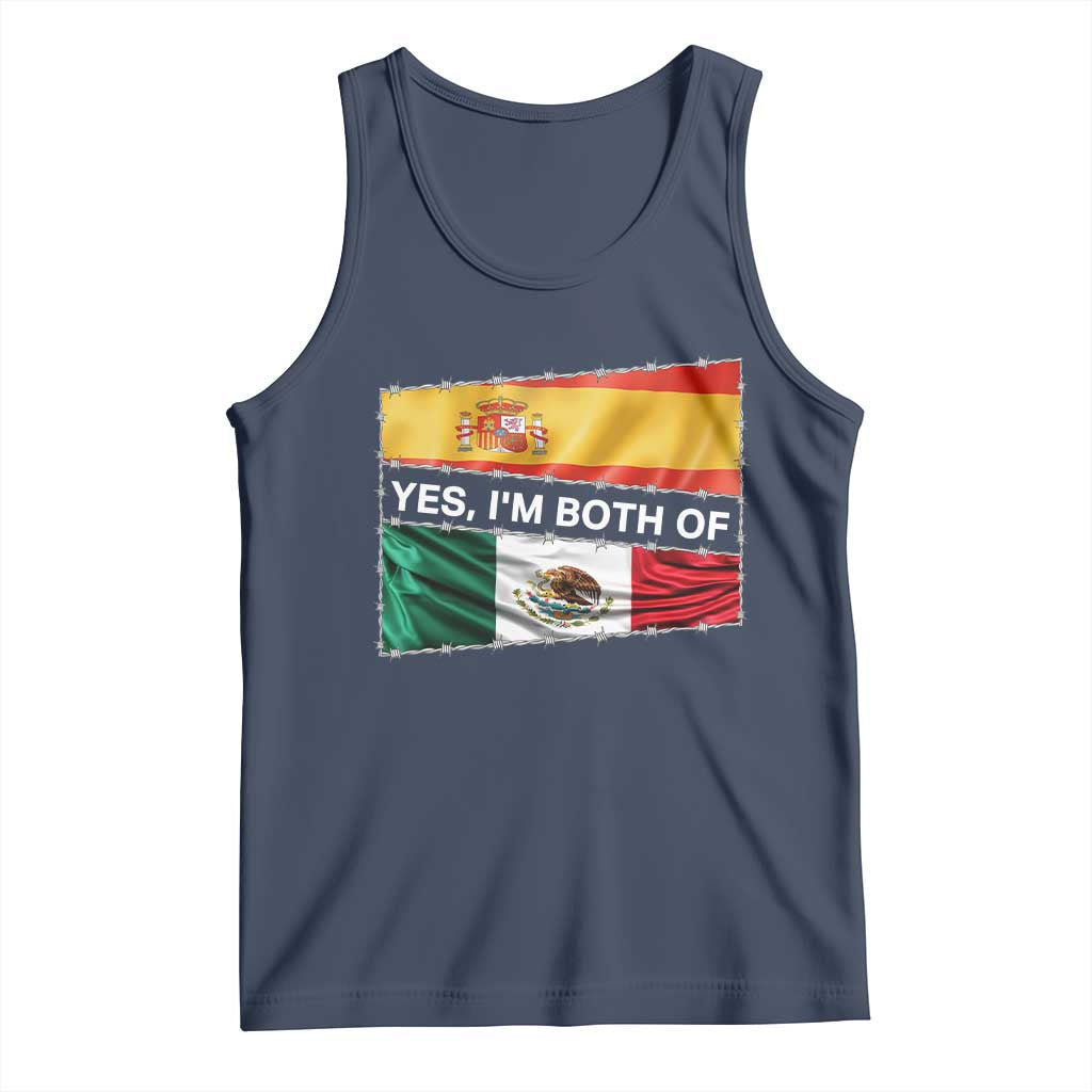 Spain Mexico Heritage Pride Tank Top Yes I'm Both Identity Roots for Hispanics Latinos TS02 Navy Print Your Wear
