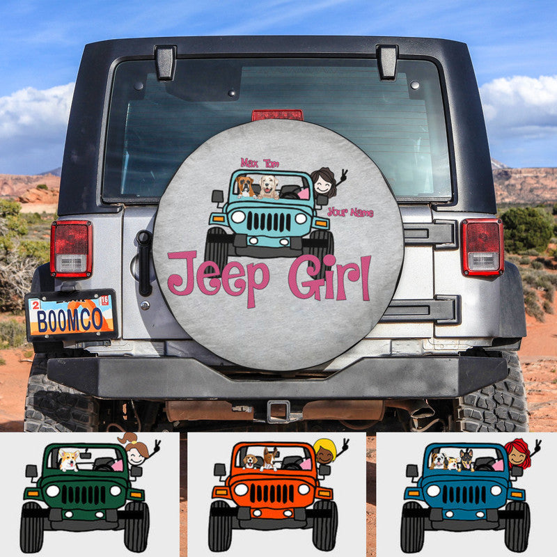 Custom Jeep Tire Cover With Camera Hole, Jeep Girl Dog And Cat Spare Tire Cover CTM Custom - Printyourwear