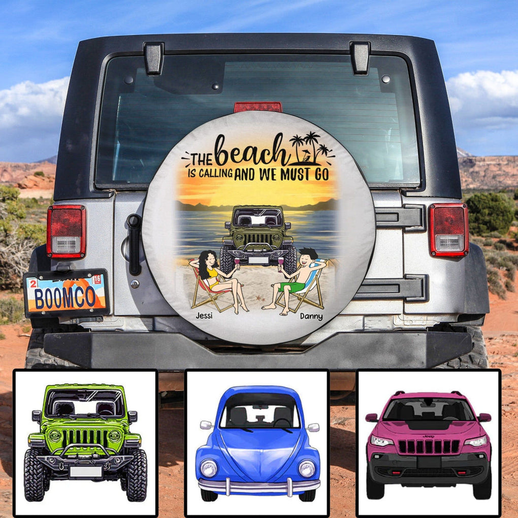 Personalized JP Tire Cover, The Beach Is Calling And We Must Go, Gift For JP Lovers CTM Custom - Printyourwear