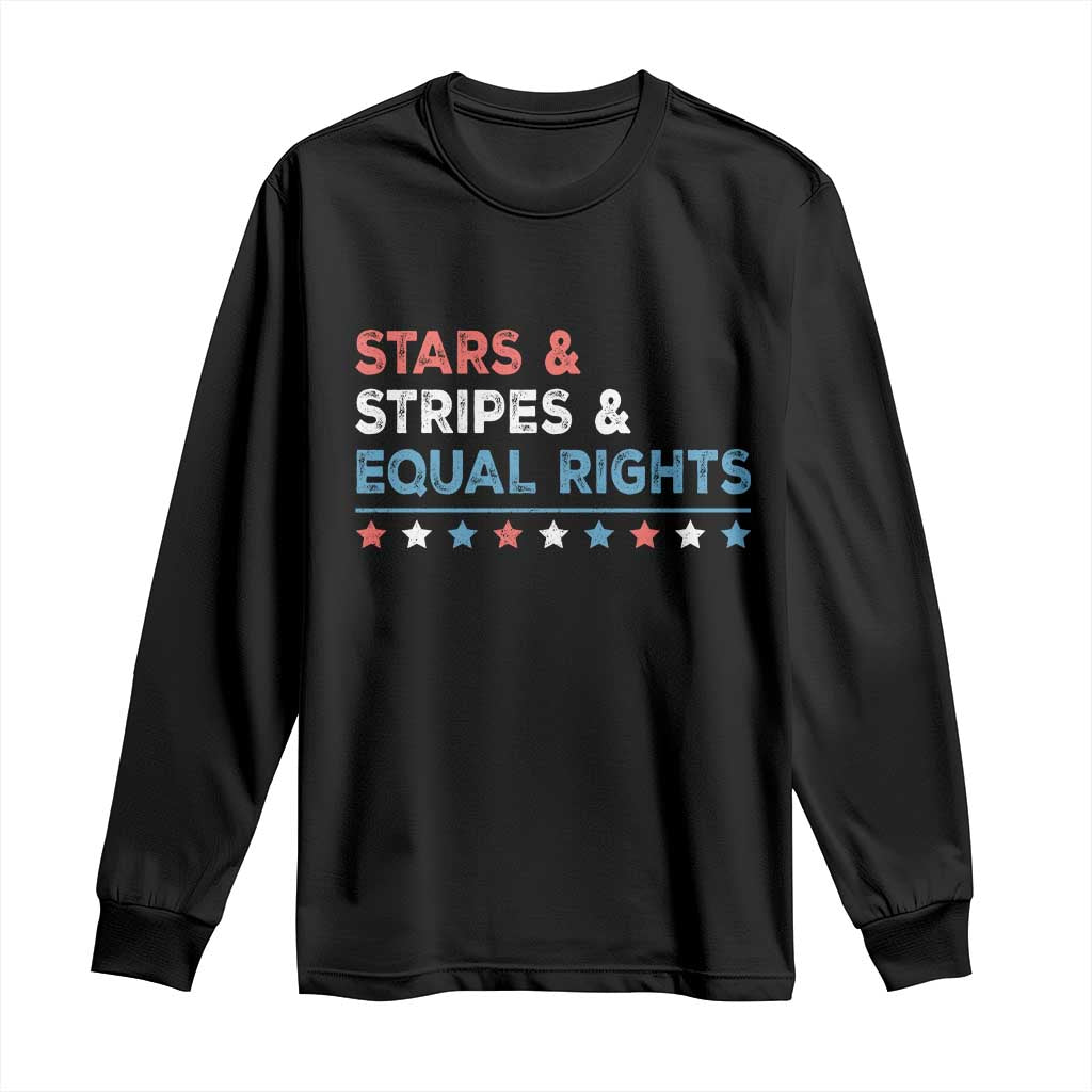 Stars Stripes And Equal Rights Long Sleeve Shirt 4th Of July Women's Rights TS11 Black Print Your Wear