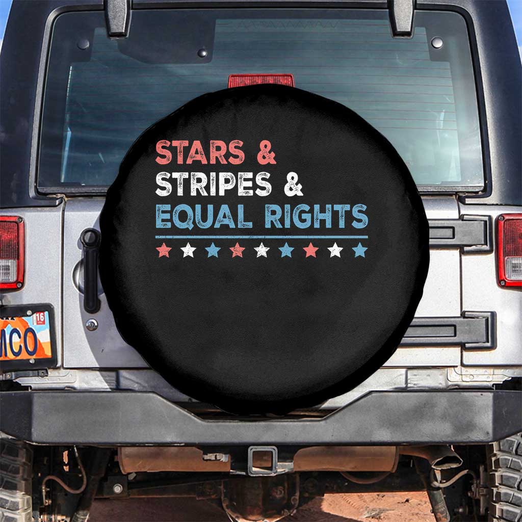Stars Stripes And Equal Rights Spare Tire Cover 4th Of July Women's Rights TS11 No hole Black Print Your Wear