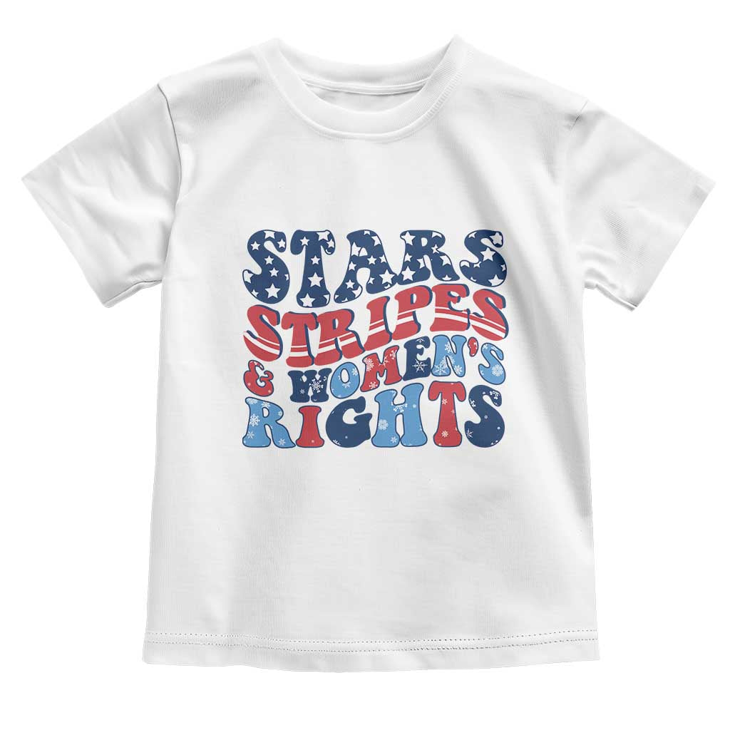 Stars Stripes And Women Rights Toddler T Shirt Groovy Retro 4th Of July TS10 White Print Your Wear