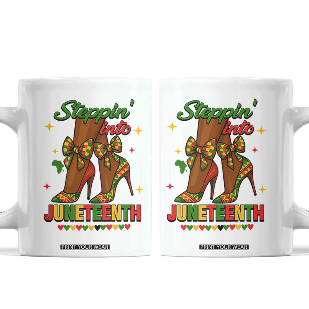 Stepping Into Juneteenth Coffee Mug Afro Diva High with African Pride TS02 White Print Your Wear