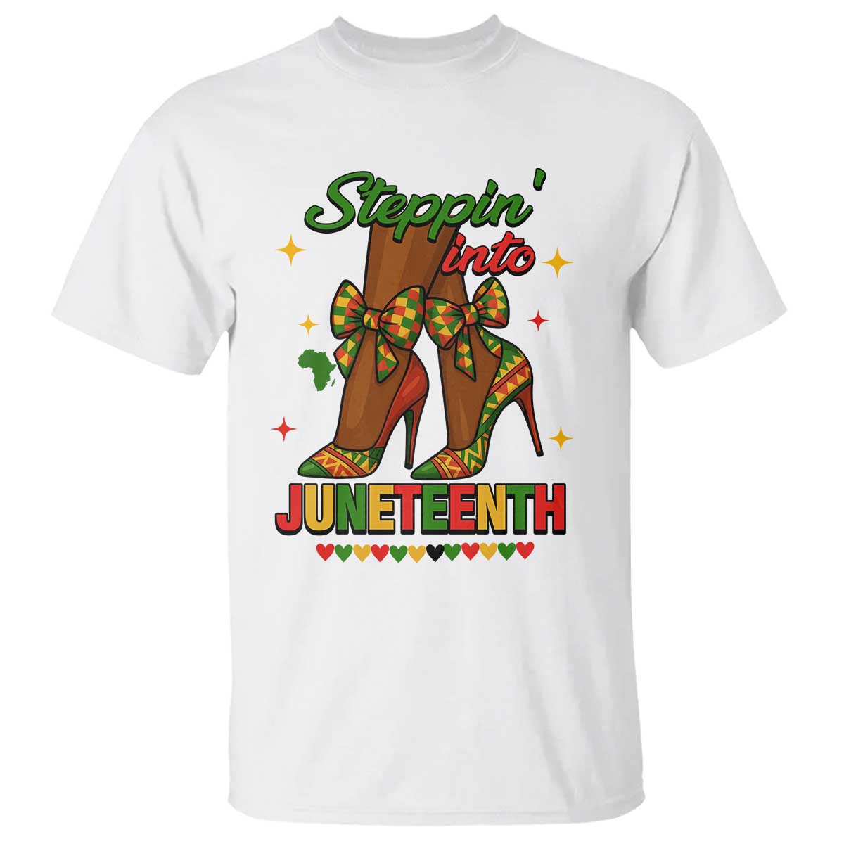Stepping Into Juneteenth T Shirt Afro Diva High with African Pride TS02 White Print Your Wear